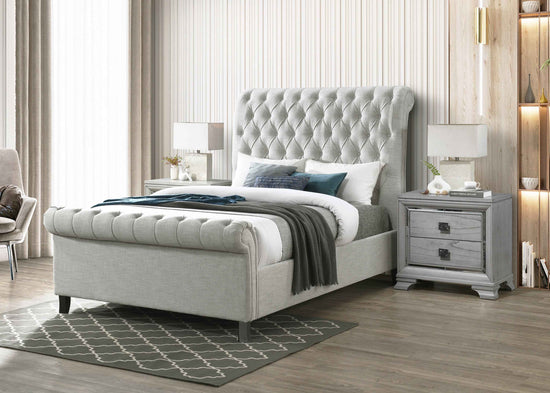 Crown Mark Kate 3-Piece Gray Fabric Bed Set