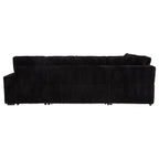 Devonshire Sleeper Sectional Sofa Storage Chaise Black