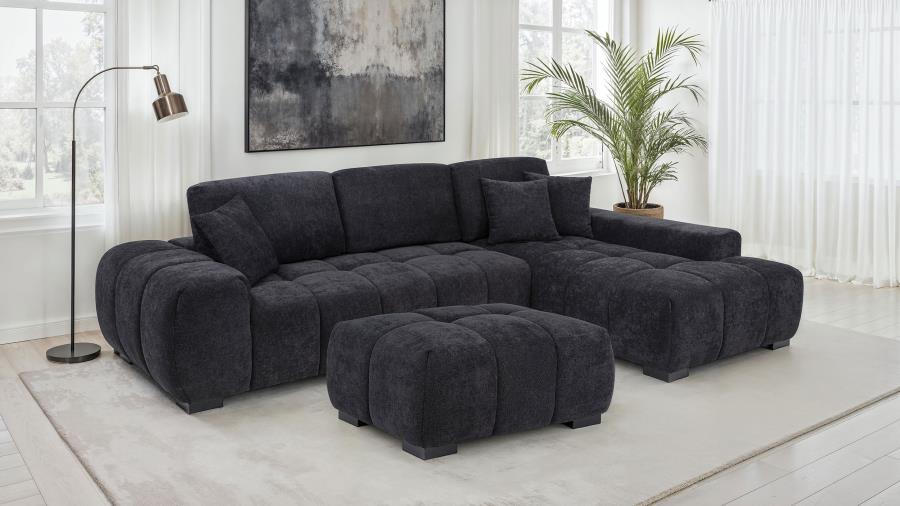 Home & Sleep Outlet - Octavia Upholstered Rectangular Ottoman Black
