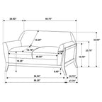 Vaughn 2-piece Fabric Upholstered Flared Arm Sofa Set Grey