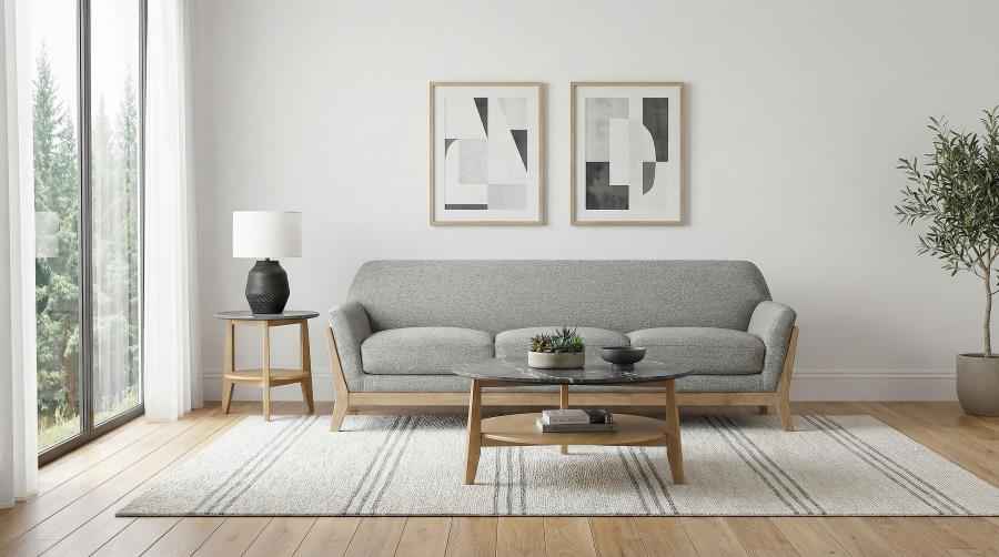 Vaughn Fabric Upholstered Flared Arm Sofa Grey