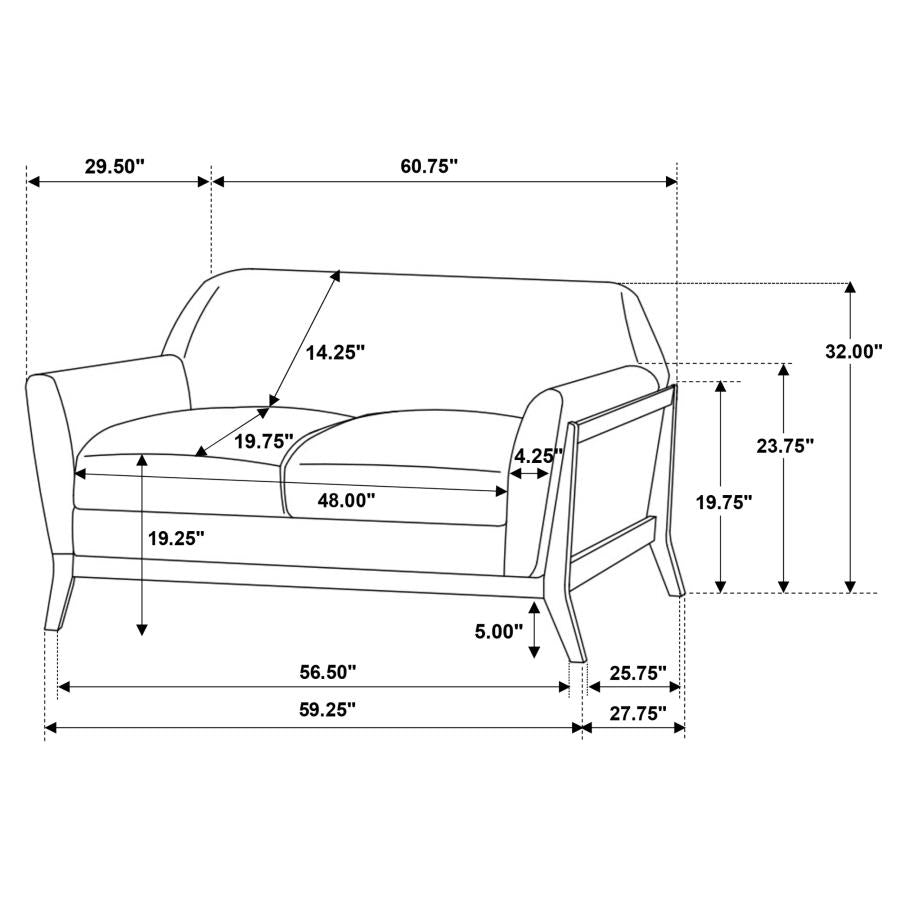 Home & Sleep Outlet - Vaughn Fabric Upholstered Flared Arm Loveseat Grey