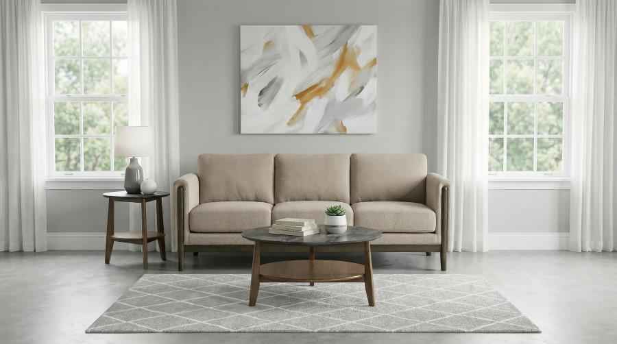 Islington Fabric Upholstered Panel Arm Sofa Taupe