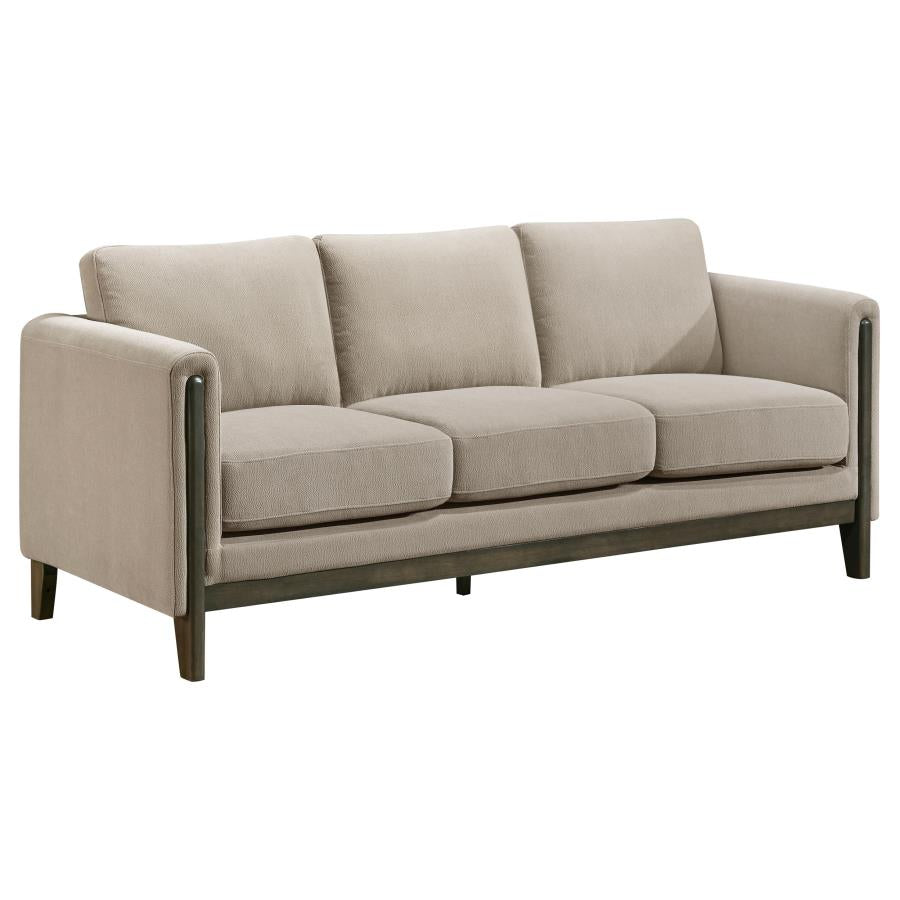 Home & Sleep Outlet - Islington Fabric Upholstered Panel Arm Sofa Taupe