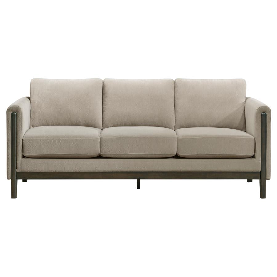 Home & Sleep Outlet - Islington Fabric Upholstered Panel Arm Sofa Taupe