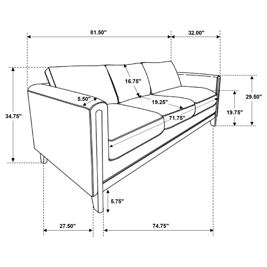Home & Sleep Outlet - Islington Fabric Upholstered Panel Arm Sofa Taupe