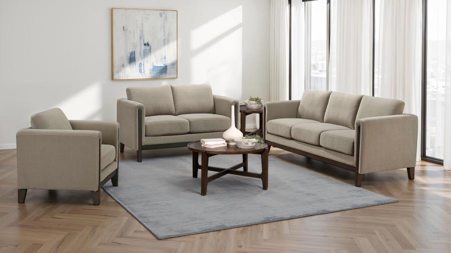 Home & Sleep Outlet - Islington Fabric Upholstered Panel Arm Sofa Taupe