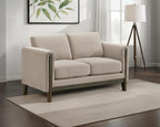 Home & Sleep Outlet - Islington Fabric Upholstered Panel Arm Loveseat Taupe