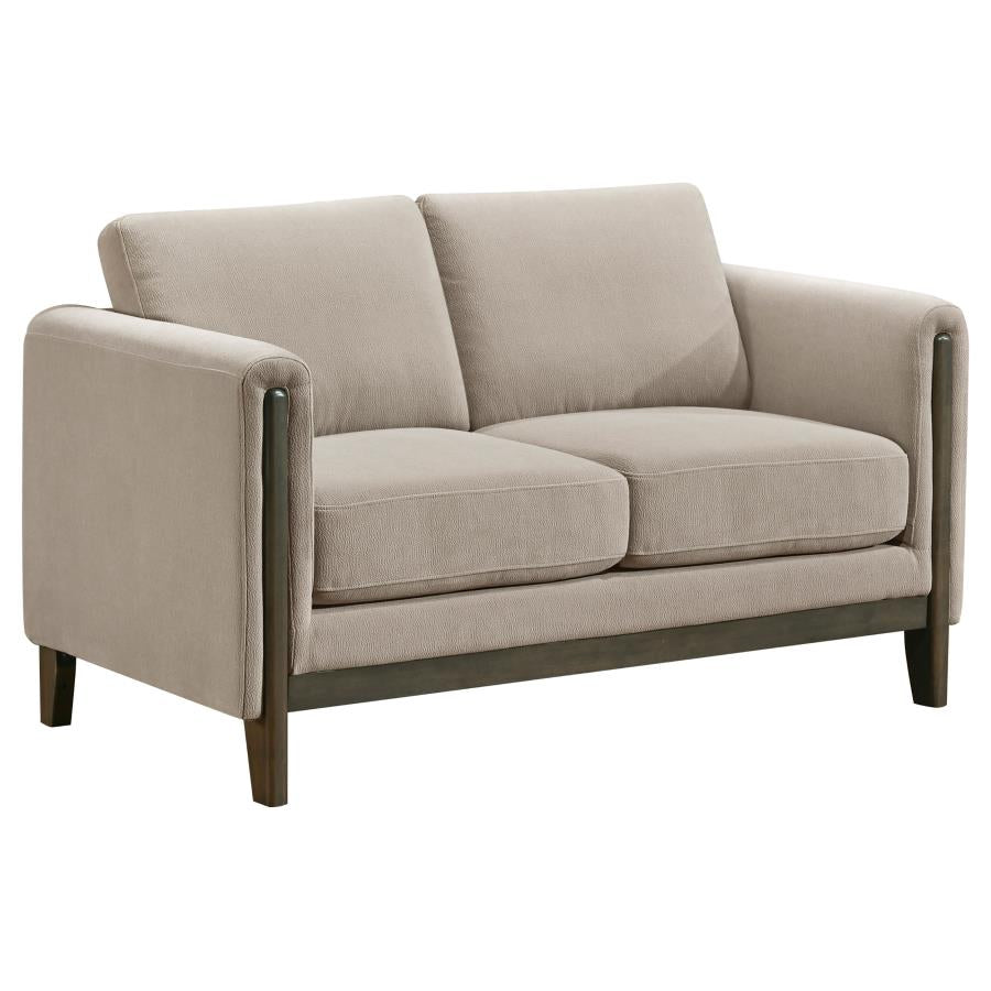 Home & Sleep Outlet - Islington Fabric Upholstered Panel Arm Loveseat Taupe