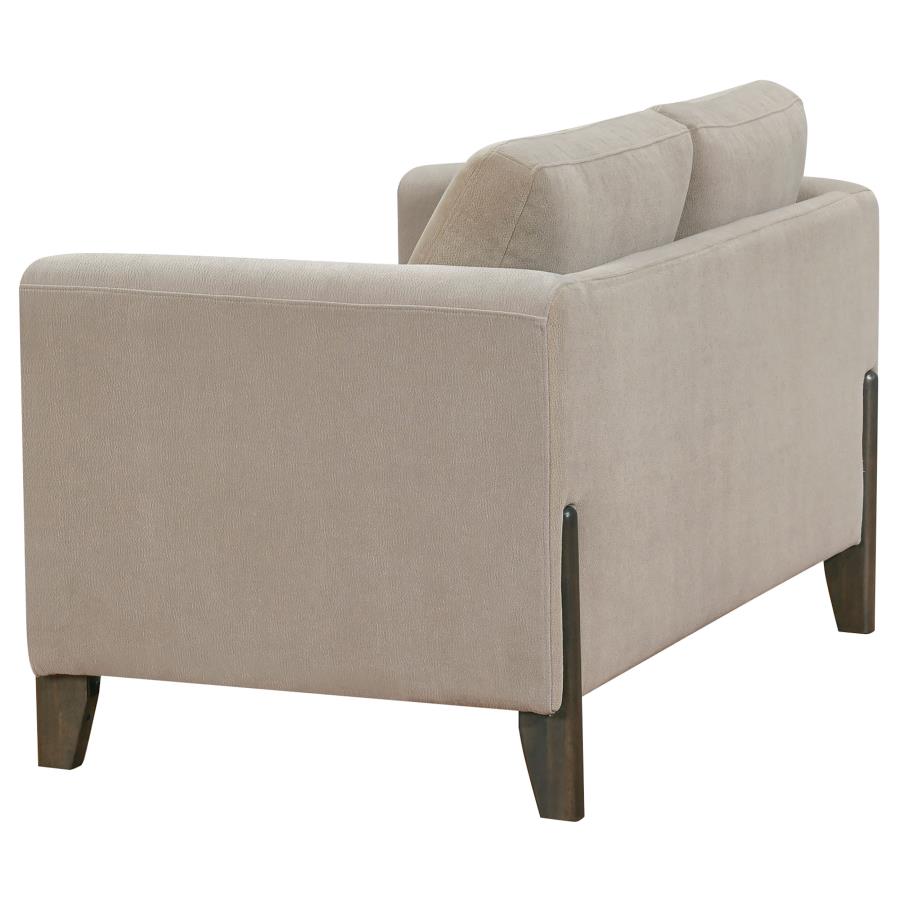 Home & Sleep Outlet - Islington Fabric Upholstered Panel Arm Loveseat Taupe