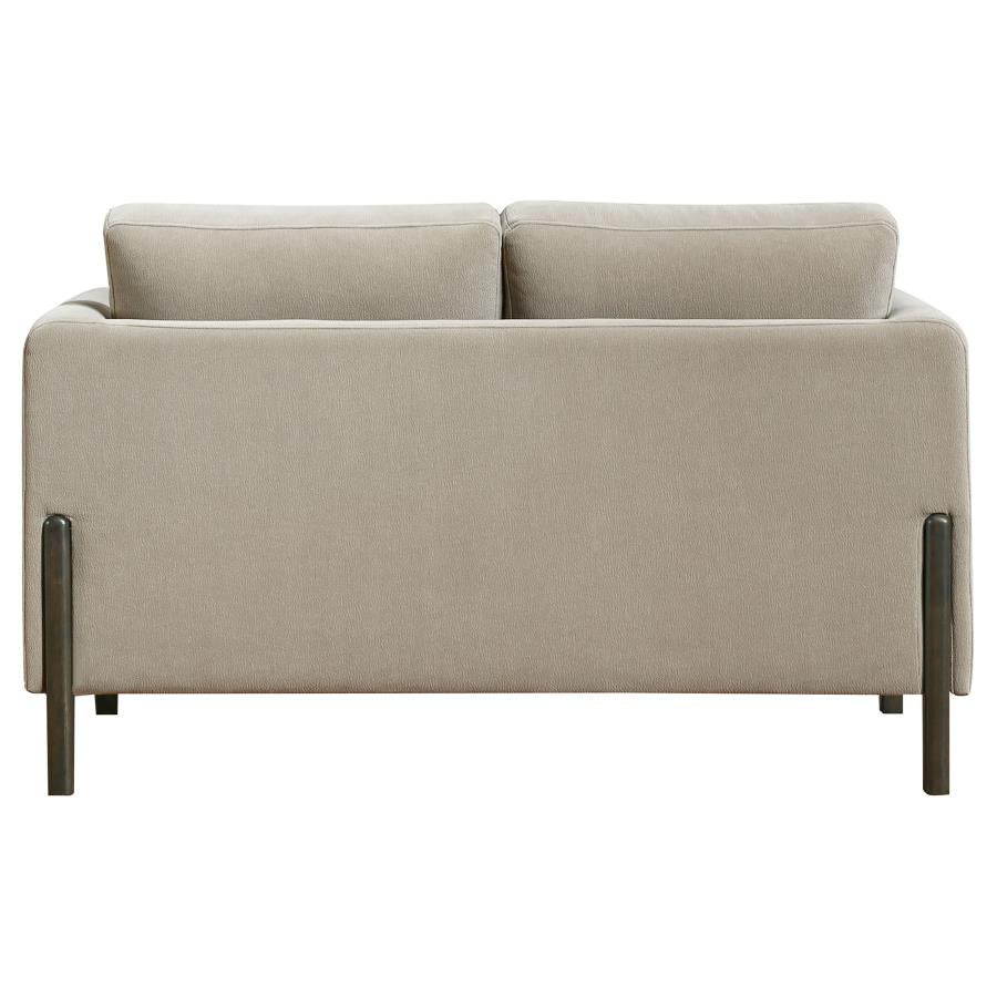 Home & Sleep Outlet - Islington Fabric Upholstered Panel Arm Loveseat Taupe