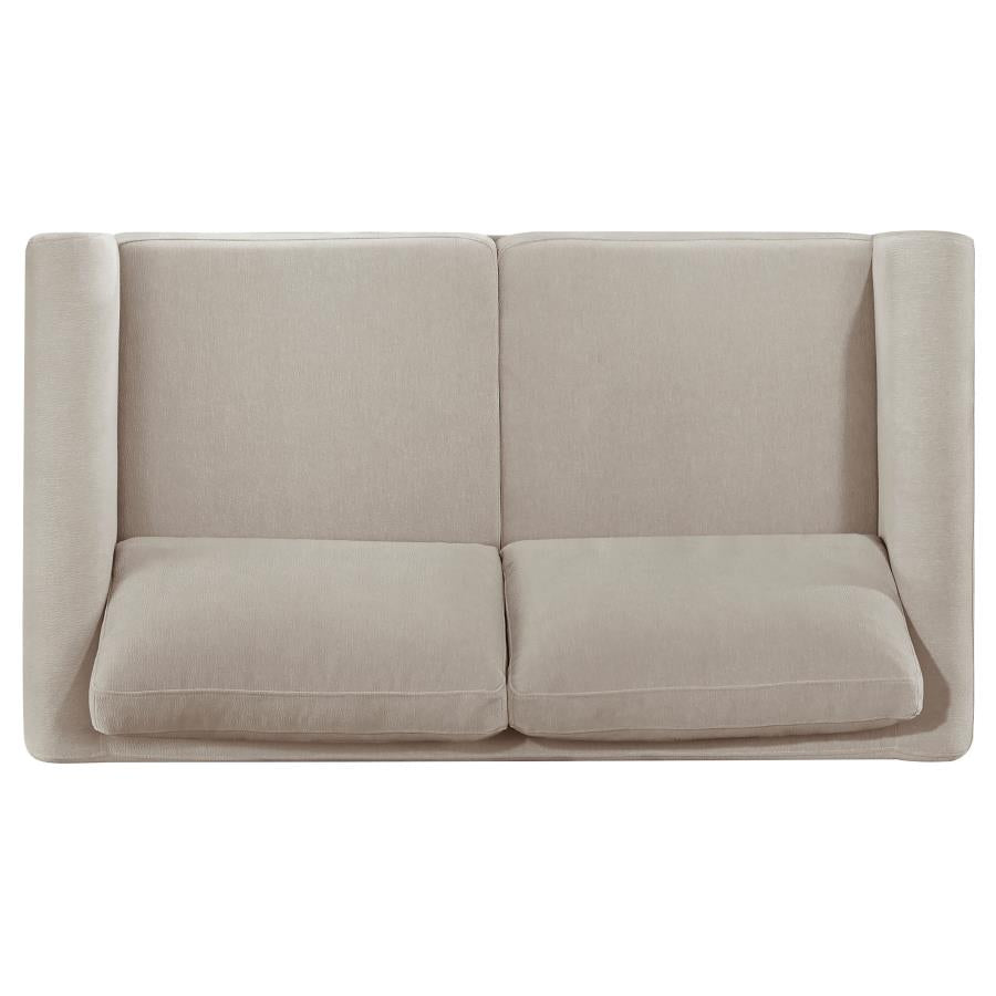 Home & Sleep Outlet - Islington Fabric Upholstered Panel Arm Loveseat Taupe