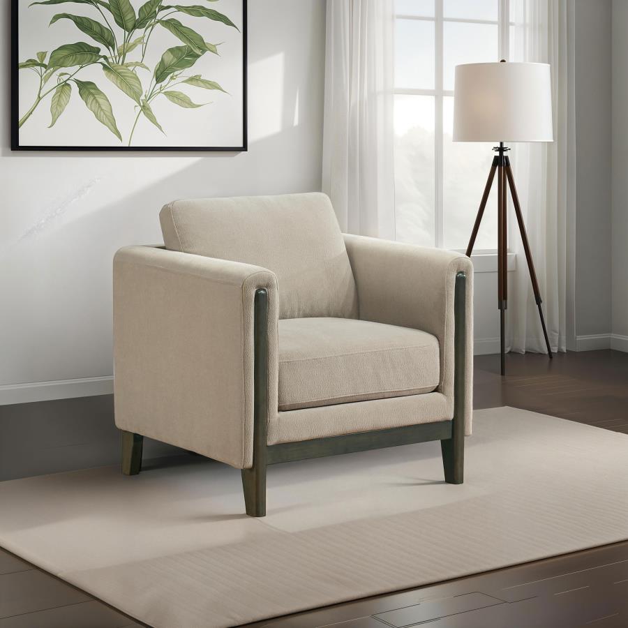 Home & Sleep Outlet - Islington Fabric Upholstered Panel Arm Accent Chair Taupe