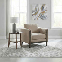 Islington Fabric Upholstered Panel Arm Accent Chair Taupe