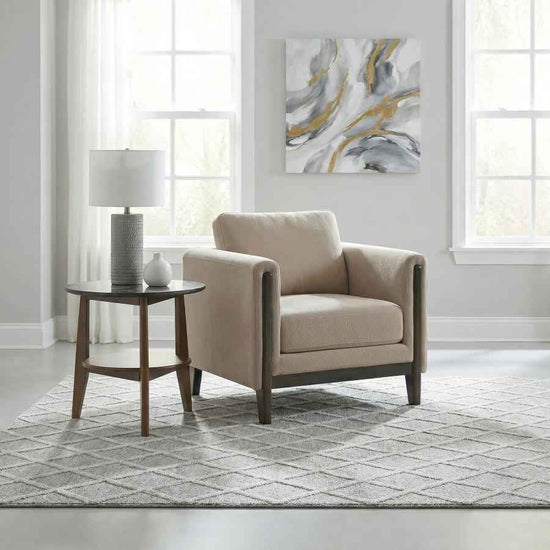 Islington Fabric Upholstered Panel Arm Accent Chair Taupe