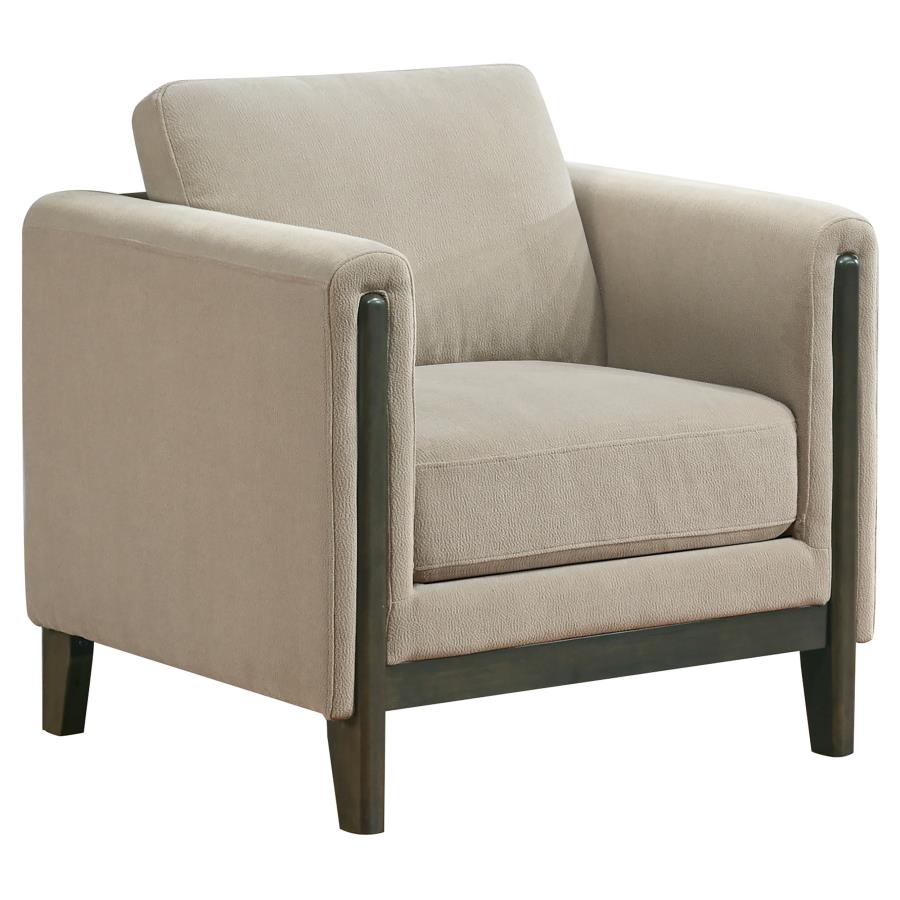 Home & Sleep Outlet - Islington Fabric Upholstered Panel Arm Accent Chair Taupe