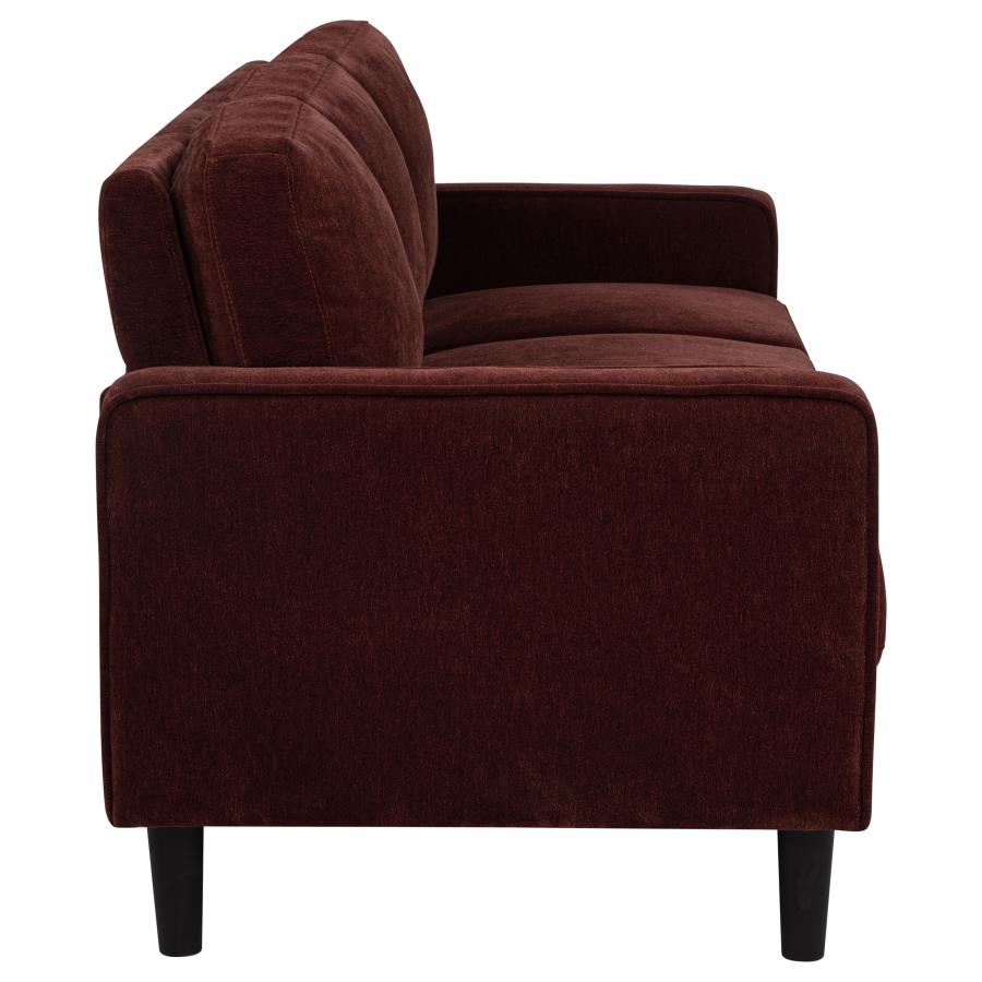 Home & Sleep Outlet - Ruth 2-piece Fabric Upholstered Track Arm Sofa Rust Red