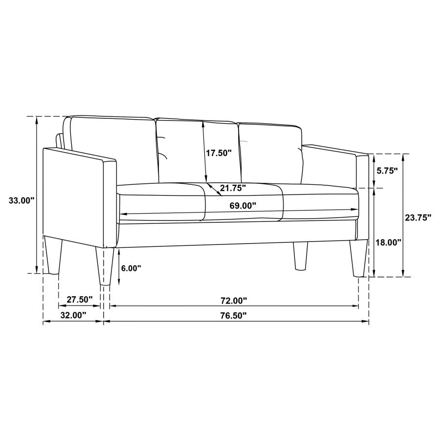Home & Sleep Outlet - Ruth 3-piece Fabric Upholstered Track Arm Sofa Rust Red