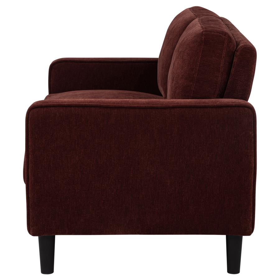 Home & Sleep Outlet - Ruth Fabric Upholstered Track Arm Loveseat Rust Red