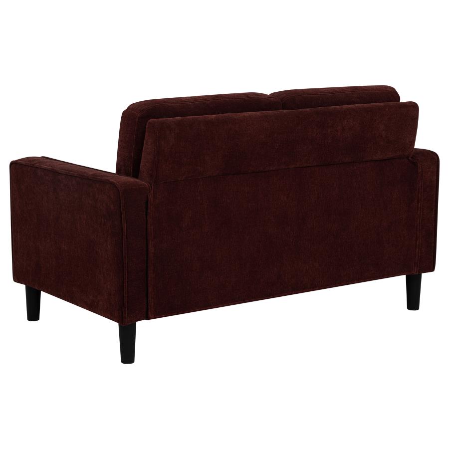 Home & Sleep Outlet - Ruth Fabric Upholstered Track Arm Loveseat Rust Red
