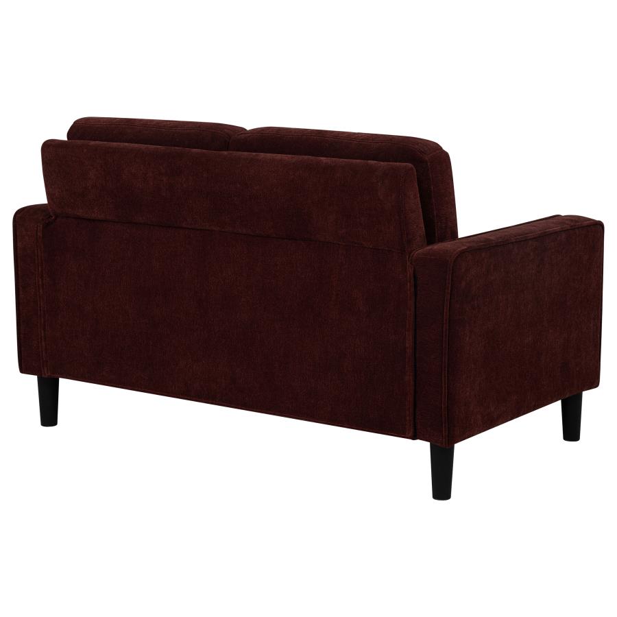 Home & Sleep Outlet - Ruth Fabric Upholstered Track Arm Loveseat Rust Red