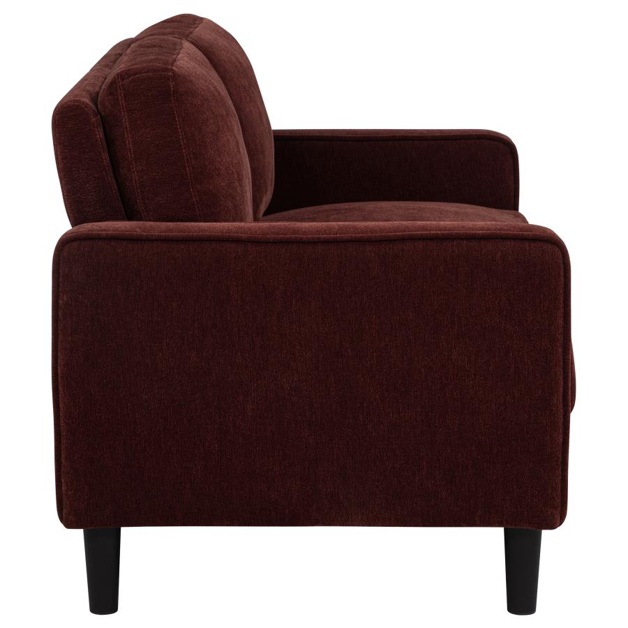 Home & Sleep Outlet - Ruth Fabric Upholstered Track Arm Loveseat Rust Red
