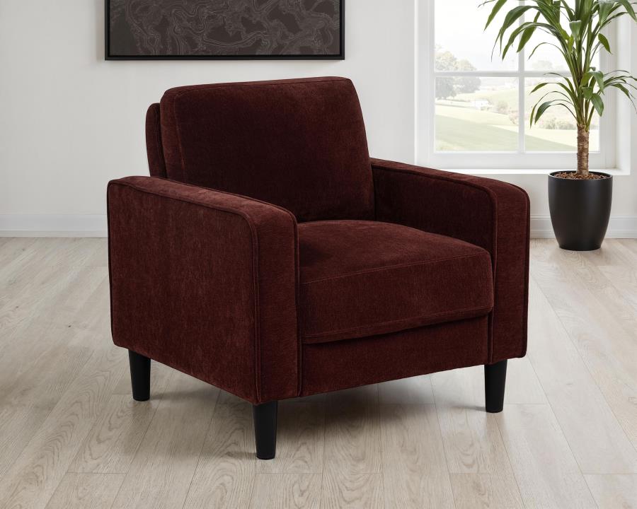 Home & Sleep Outlet - Ruth Fabric Upholstered Track Arm Accent Chair Rust Red