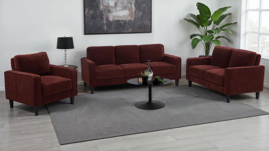 Home & Sleep Outlet - Ruth Fabric Upholstered Track Arm Accent Chair Rust Red