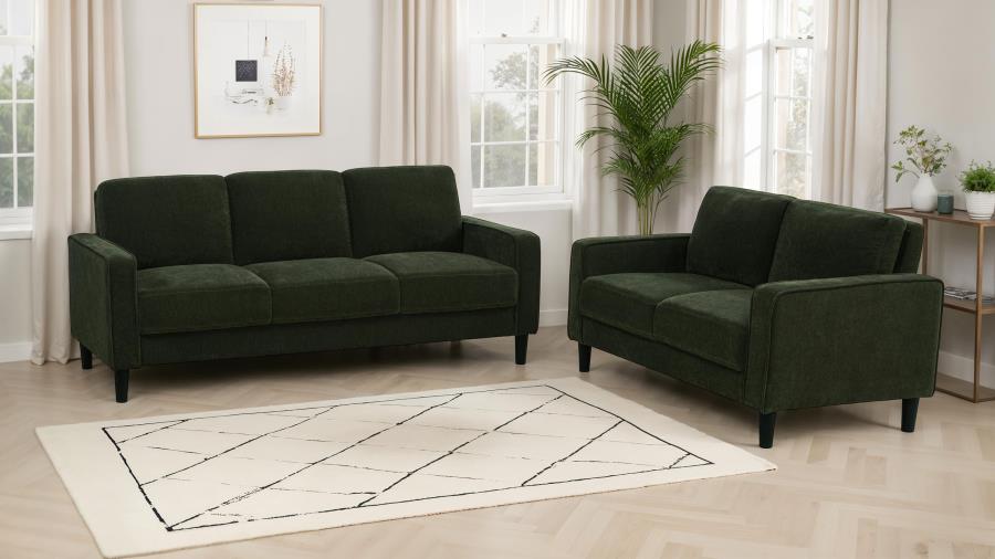 Home & Sleep Outlet - Ruth 2-piece Fabric Upholstered Track Arm Sofa Matcha Green