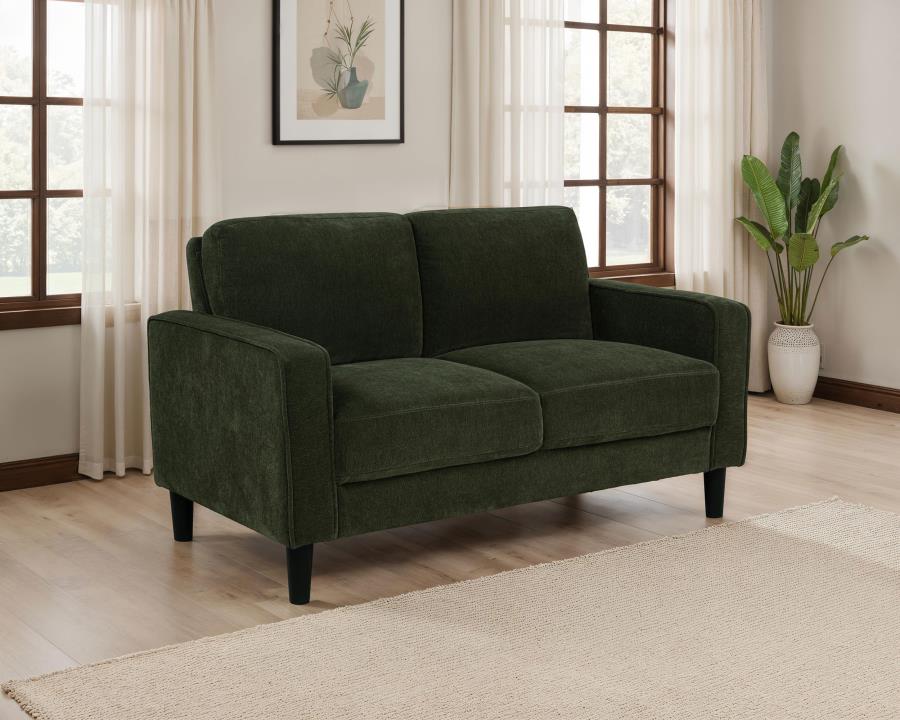 Home & Sleep Outlet - Ruth Fabric Upholstered Track Arm Loveseat Matcha Green
