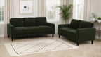 Home & Sleep Outlet - Ruth Fabric Upholstered Track Arm Loveseat Matcha Green