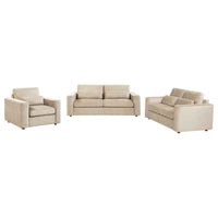 Amador 3-piece Chenille Upholstered Track Arm Sofa Set Camel