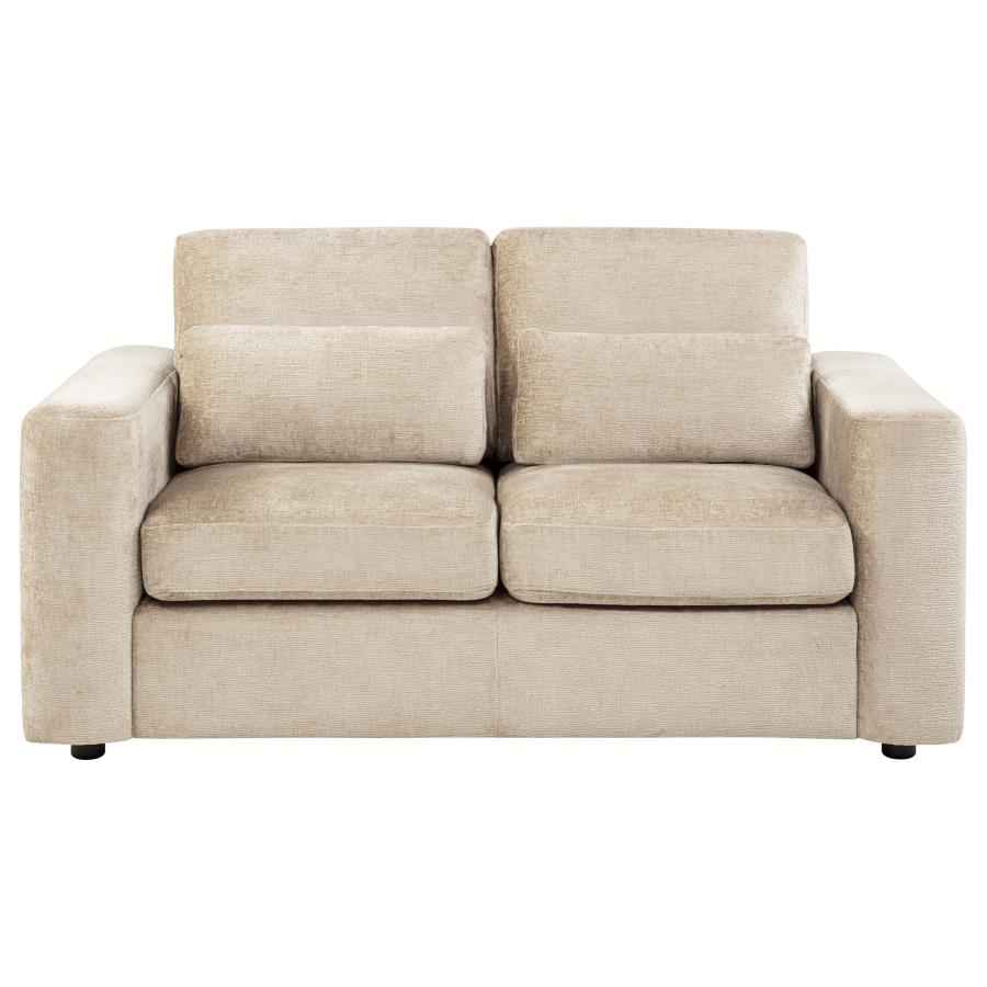 Amador Chenille Upholstered Track Arm Loveseat Camel