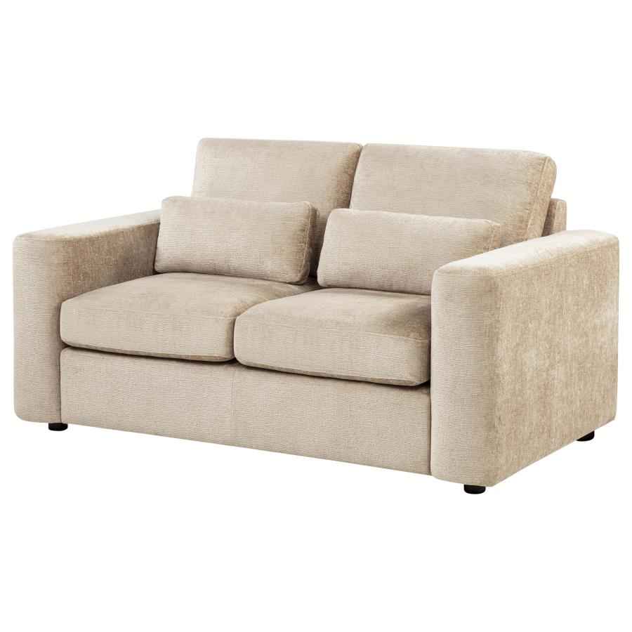 Amador Chenille Upholstered Track Arm Loveseat Camel