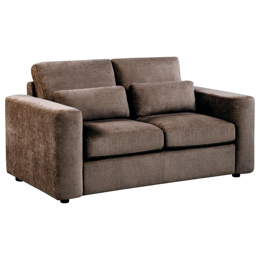 Amador 2-piece Chenille Upholstered Track Arm Sofa Set Chocolate