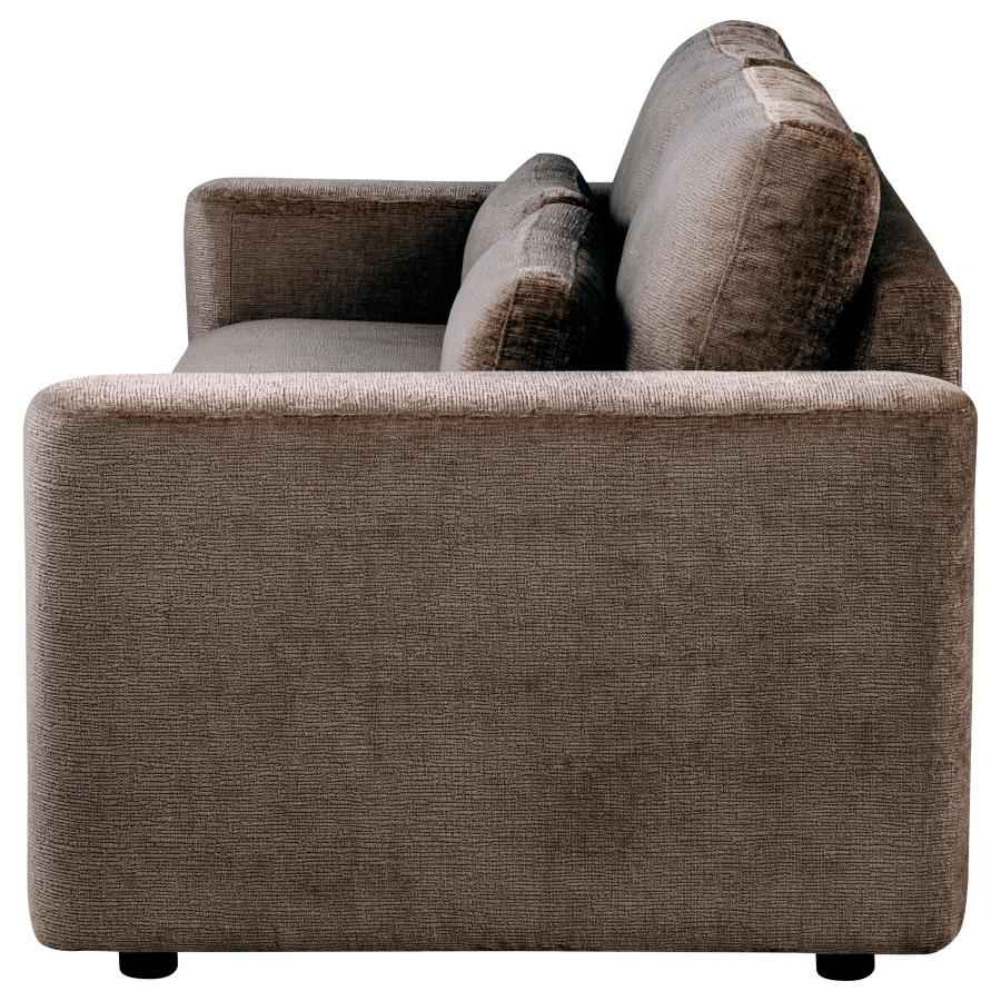 Amador Chenille Upholstered Track Arm Sofa Chocolate