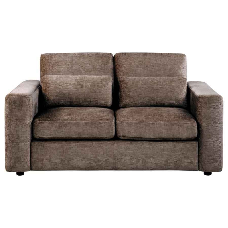 Amador Chenille Upholstered Track Arm Loveseat Chocolate