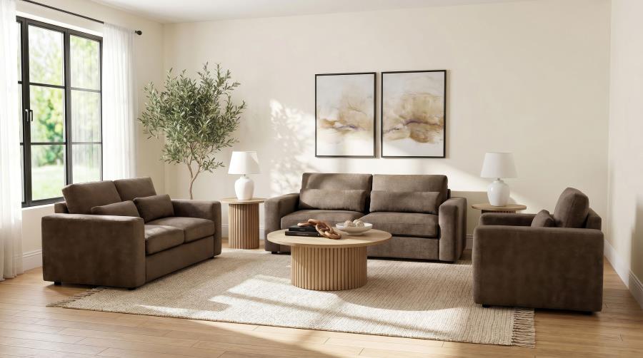 Amador Chenille Upholstered Track Arm Loveseat Chocolate