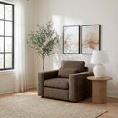 Amador Chenille Upholstered Track Arm Accent Chair Chocolate
