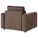 Amador Chenille Upholstered Track Arm Accent Chair Chocolate