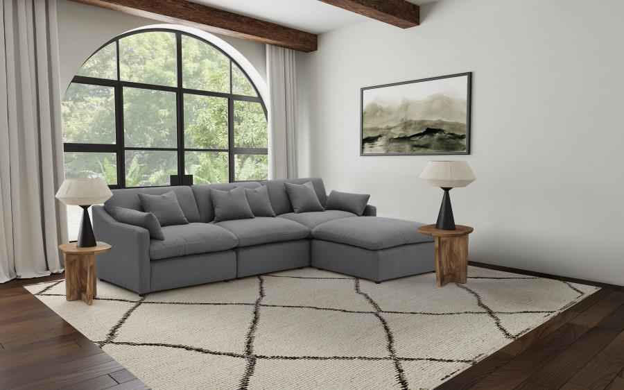 Hobson 4-piece Upholstered Modular Sectional Sofa Charcoal