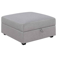 Cambria Square Upholstered Storage Ottoman Grey