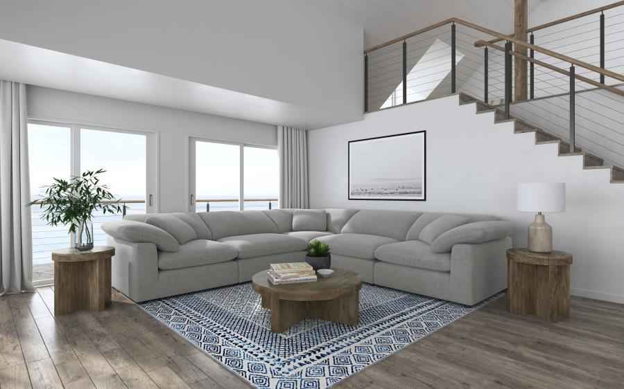 Raleigh 5-piece Boucle Upholstered Modular Sectional Grey
