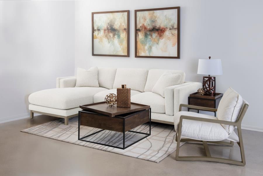 Geneva Boucle Upholstered Sectional Chaise Sofa Sand
