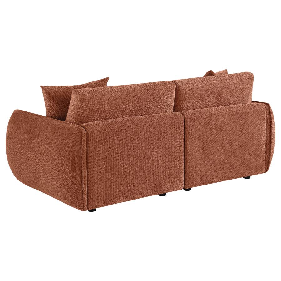 Home & Sleep Outlet - Elysia Chenille Upholstered Modular Lounge Loveseat Coral