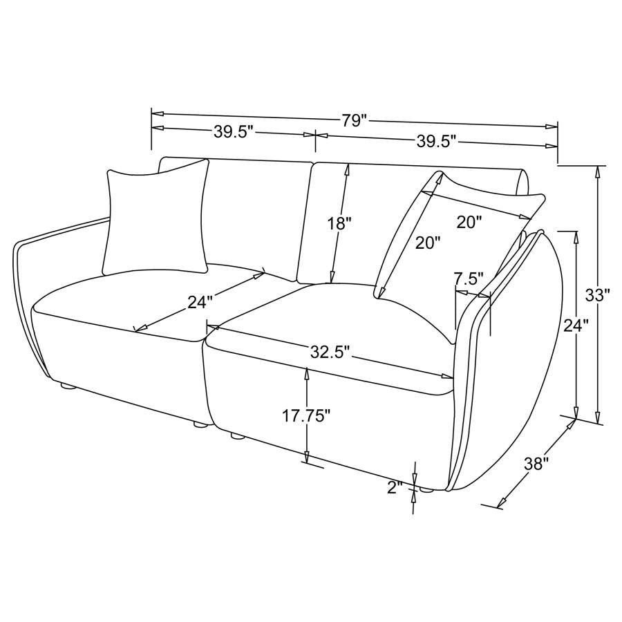 Home & Sleep Outlet - Elysia Chenille Upholstered Modular Lounge Loveseat Coral