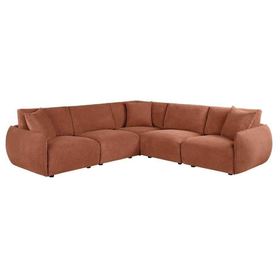 Elysia 5-piece Fabric Upholstered Modular Sectional Sofa Coral