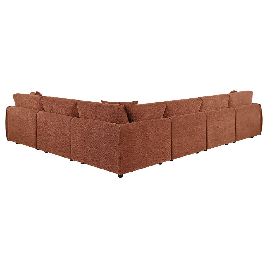 Elysia 6-piece Chenille Upholstered Modular Sectional Sofa Coral