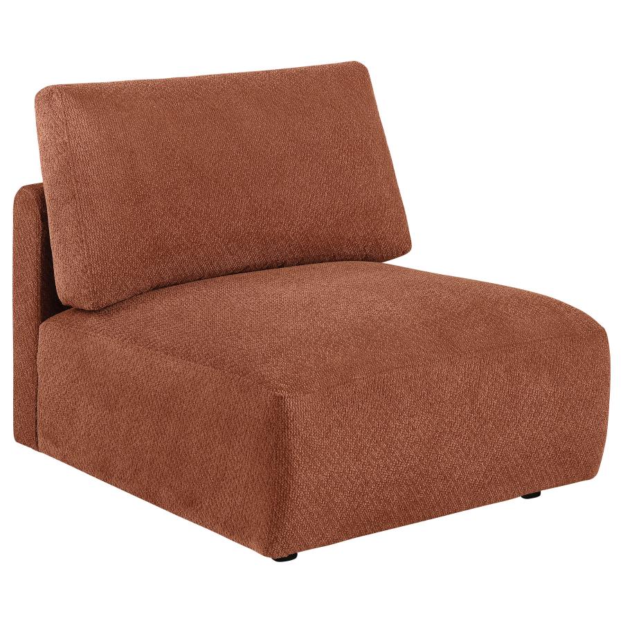 Home & Sleep Outlet - Elysia Chenille Upholstered Modular Armless Chair Coral