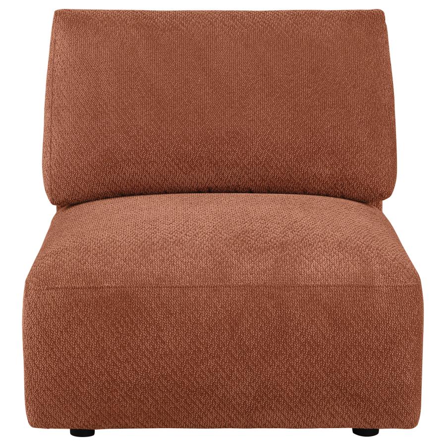 Home & Sleep Outlet - Elysia Chenille Upholstered Modular Armless Chair Coral